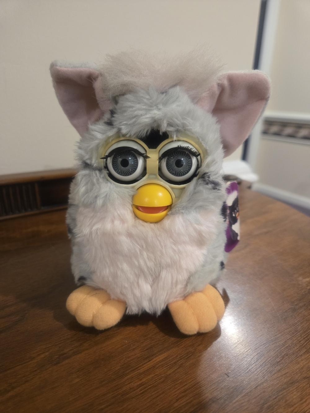 Interactive Plush Pet Toy in Gray and Pink with Yellow Beak Furby W Tags